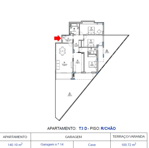 Apartamento T3 para Venda em Tavarede Planta 1